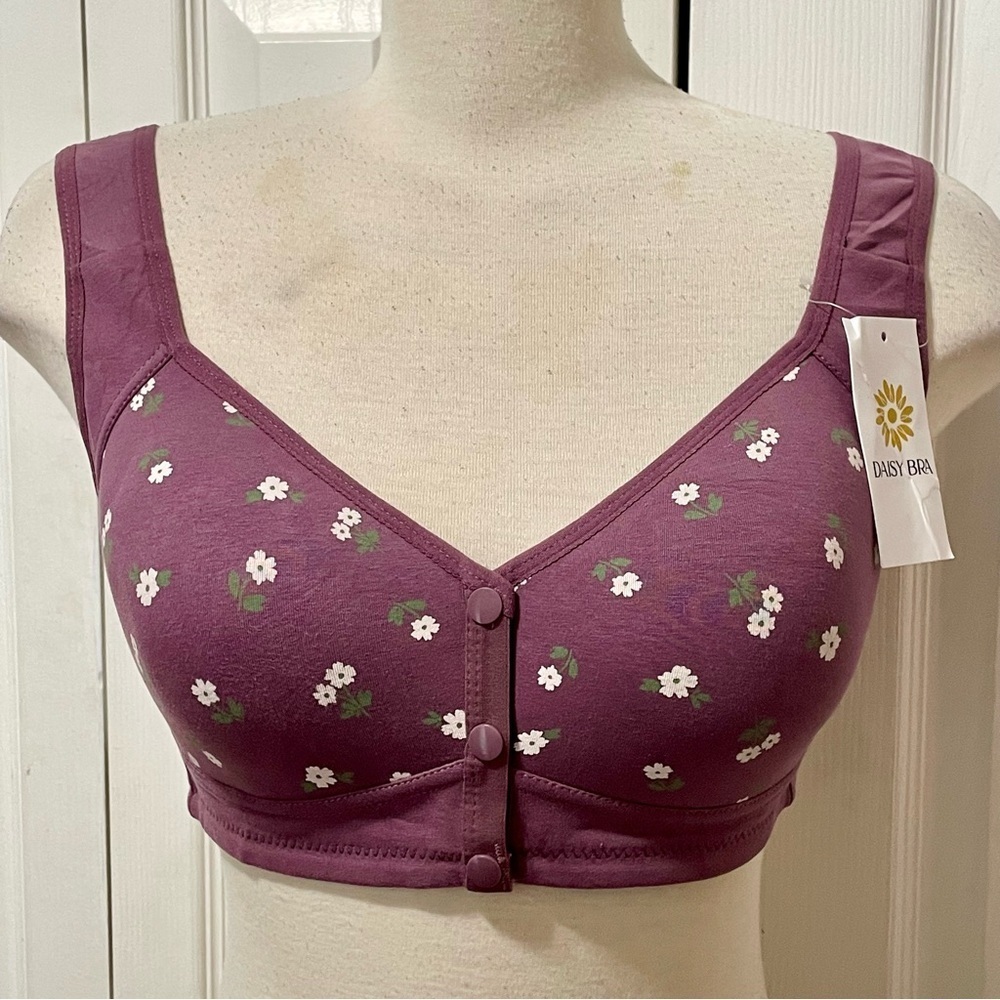 NWT Daisy Mauve Floral Bra Snap Front Size XL